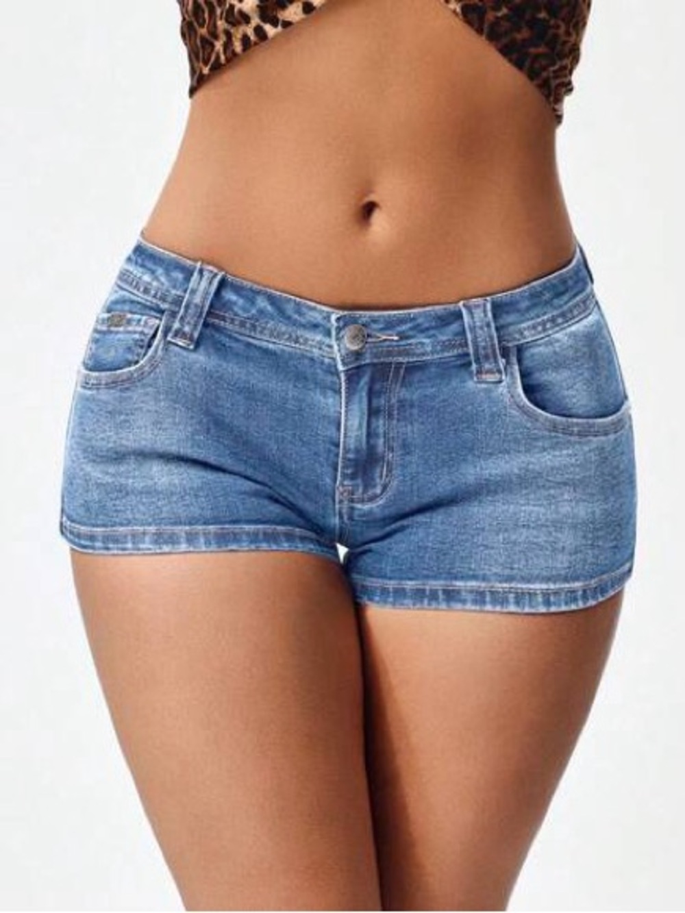 Blue Spice Light Blue Low-Rise Jean Shorts